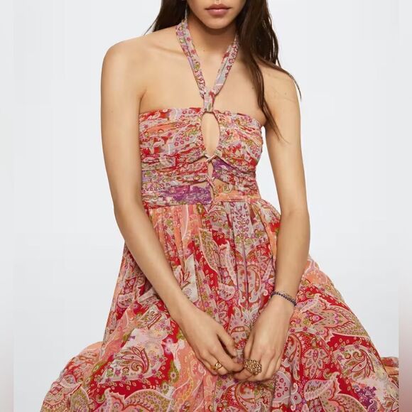 Mango Limited Edition Parsley Chiffon Dress New - Picture 6 of 11